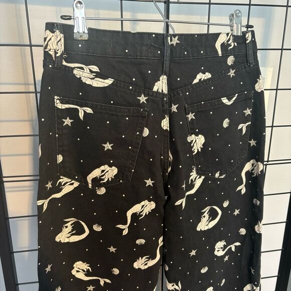 Zara The Trevor full length Off the Seas Black Jeans with White Mermaid Print - Picture 6 of 9